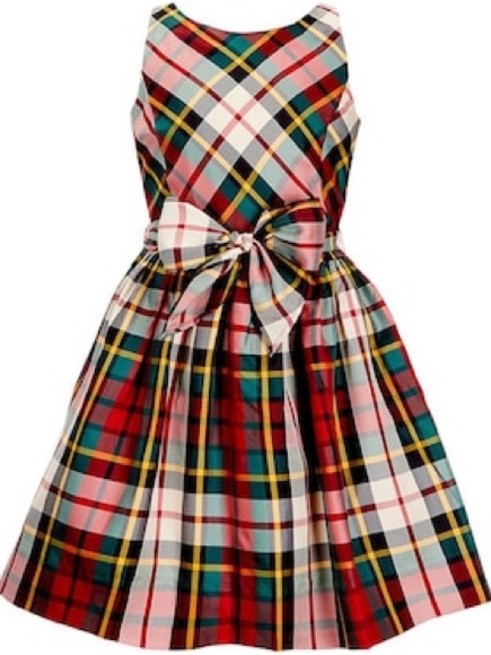 Ralph Lauren Multi-Color Plaid Bow-Front Girls Dress